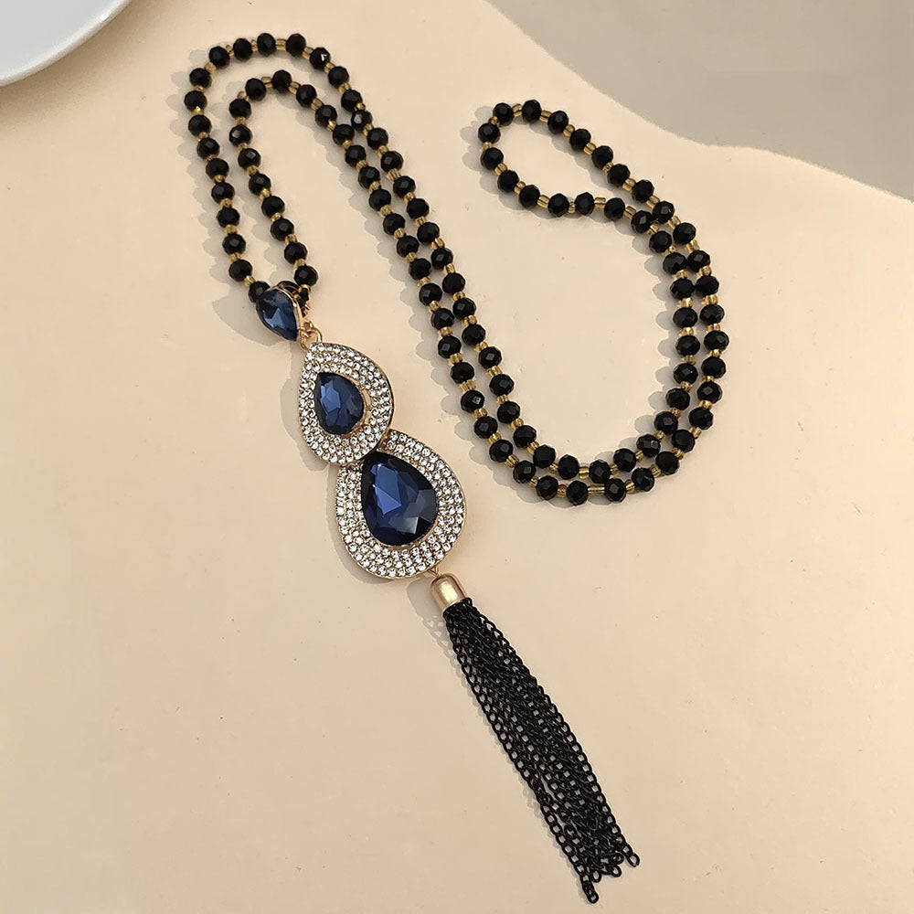 Women's Elegant Sweater Chain Temperament Wild Long Crystal Simple High-grade Necklace