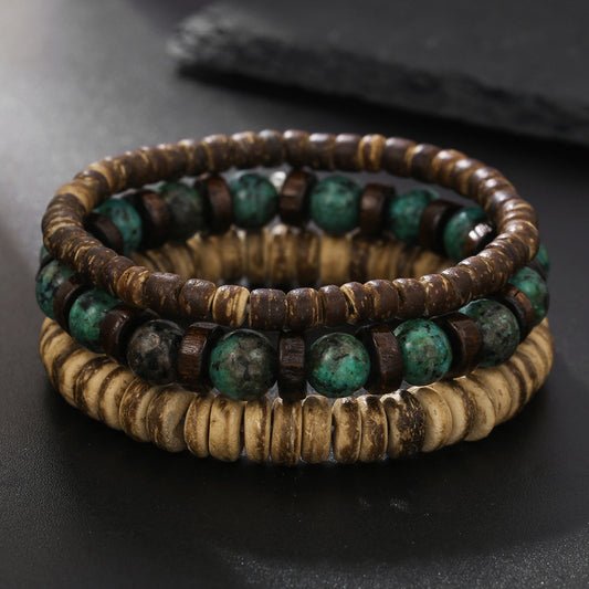 Men's Piece Twin Suit Retro African Turquoise Bracelets