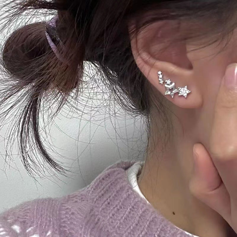 Women's Geometric Stars For Refined Rhinestone Pentagram Stud Earrings