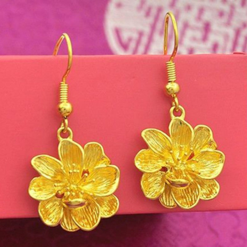 Female Ear Water Drop Phoenix Lucky Beads Leaves Tassel Earrings