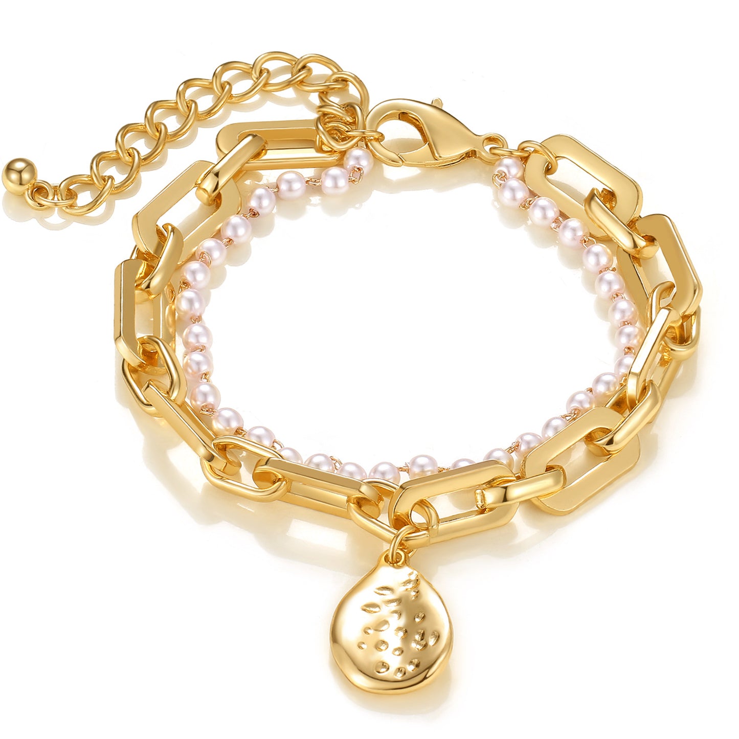 French Entry Lux Irregular Pearl Alloy Simple Bracelet