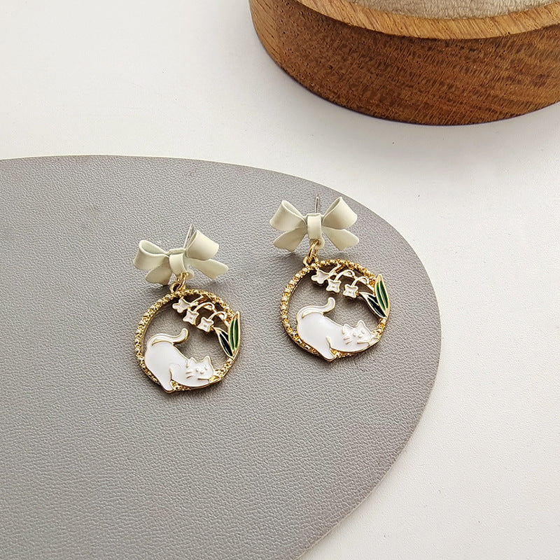 Graceful Summer Bow Naughty Cat Flower Rings