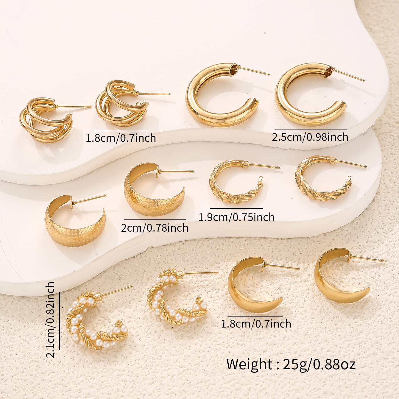 Women's Pearl Alloy Square Geometric Combination Earrings