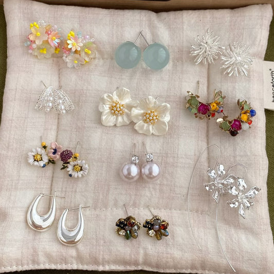 Dopamine Sweet Niche Flower Pearl Fashion Exquisite Stud Earrings