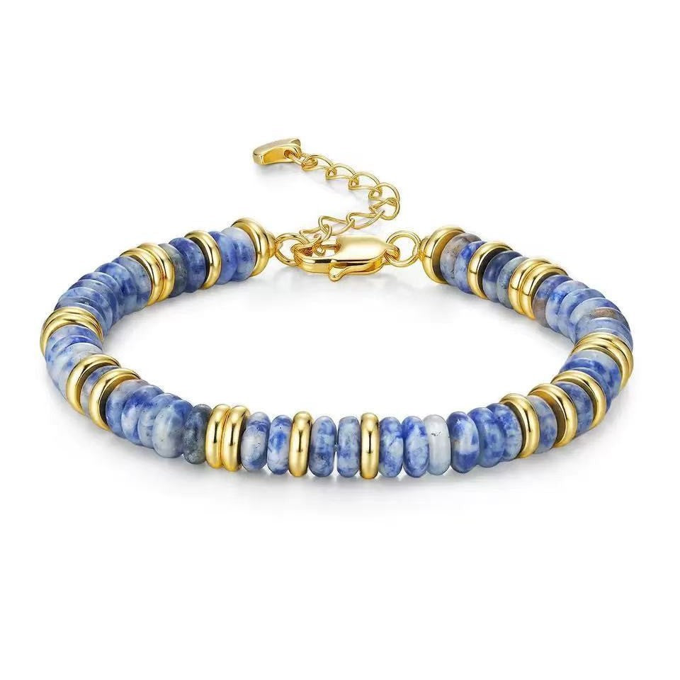Women's Bohemian Style Colorful Natural Stone Beaded Frisbee Advanced Light Bracelet