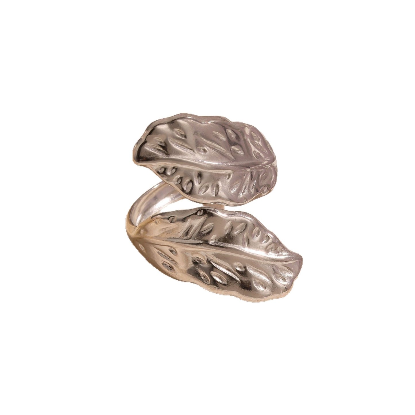 Stainless Steel Leaves Female Colorfast High-grade Light Luxury Open Adjustable Ring