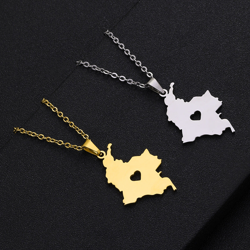 Simple Columbia Glossy Heart Stainless Steel Pendants