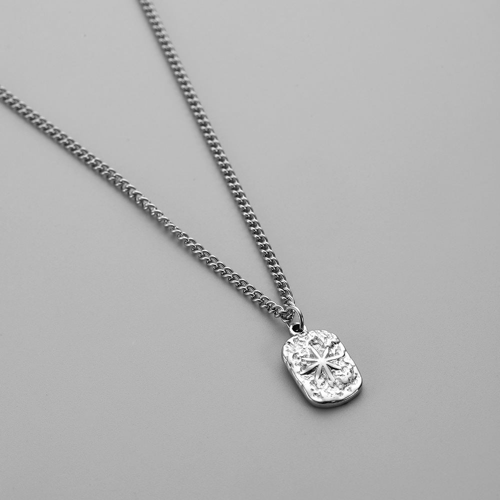 Men's Square Plate Trendy Clavicle Chain Personality Hip Hop Style Necklace