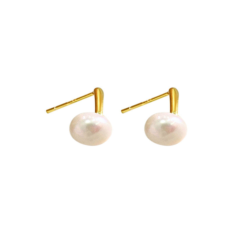 Sier French Fashion High-grade Delicate Pearl Small Earrings