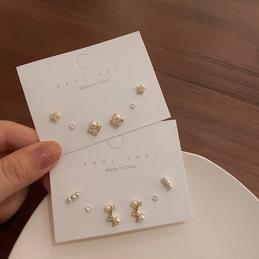Women's Gentle Elegant Pearl Earings Set Design Earrings