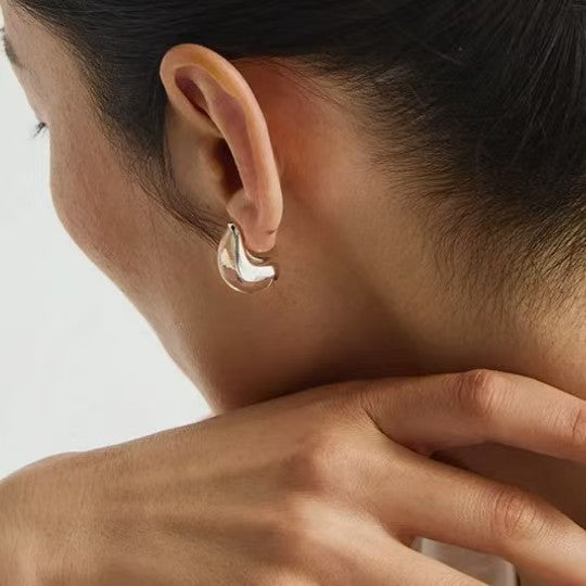 Women's Water Drops Fashion Elegant Sier Pin Earrings
