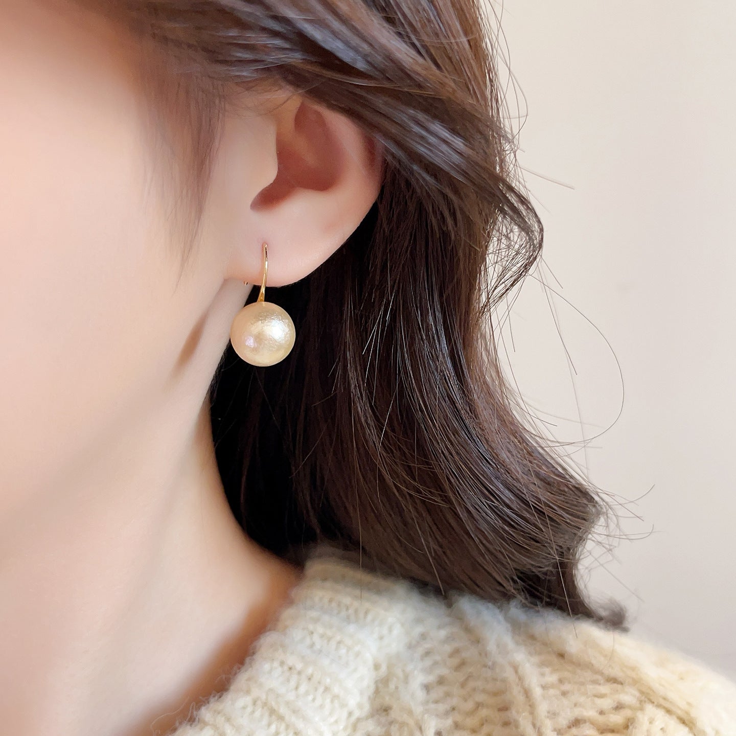 Women's Cotton Pearl Ear Hook High-grade Light Luxury Temperament Rings