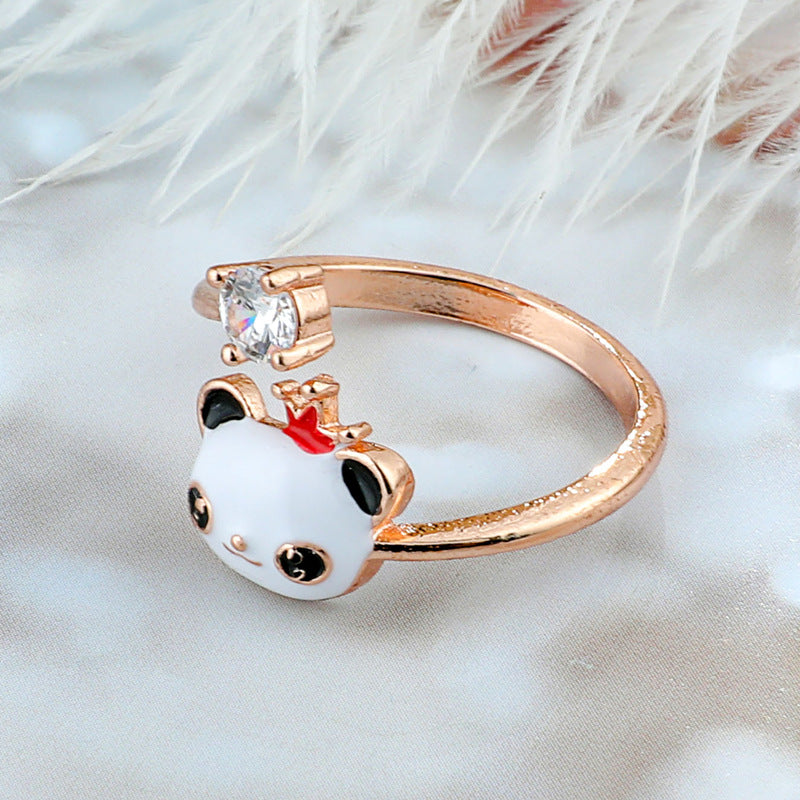 Panda Spinning Creative Opening Adjustable Index Finger Ring