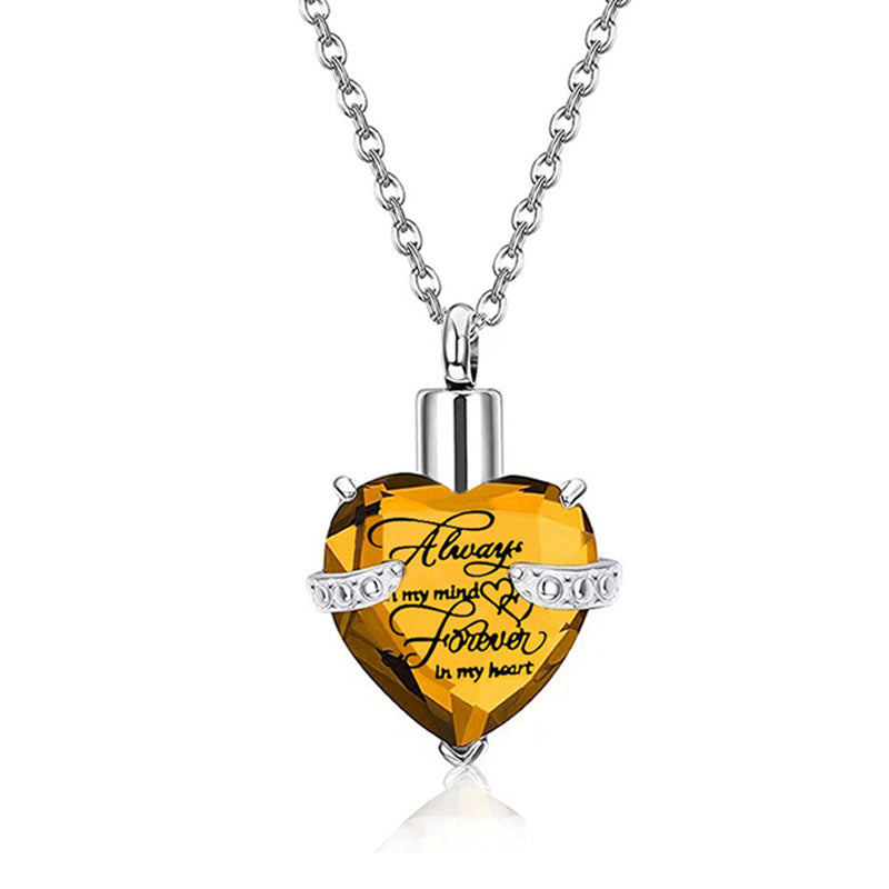 Heart-shaped Crystal Month Birthday Stone Casket Pendants