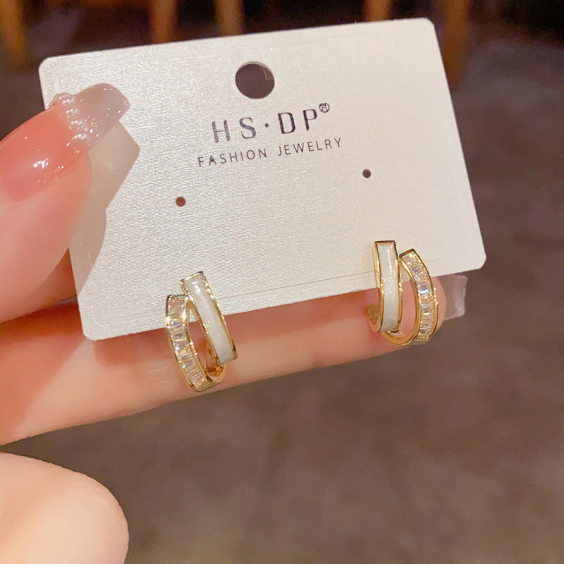 Layer Petite Female Graceful Fashionable Simple Light Luxury Frosty Stud Earrings