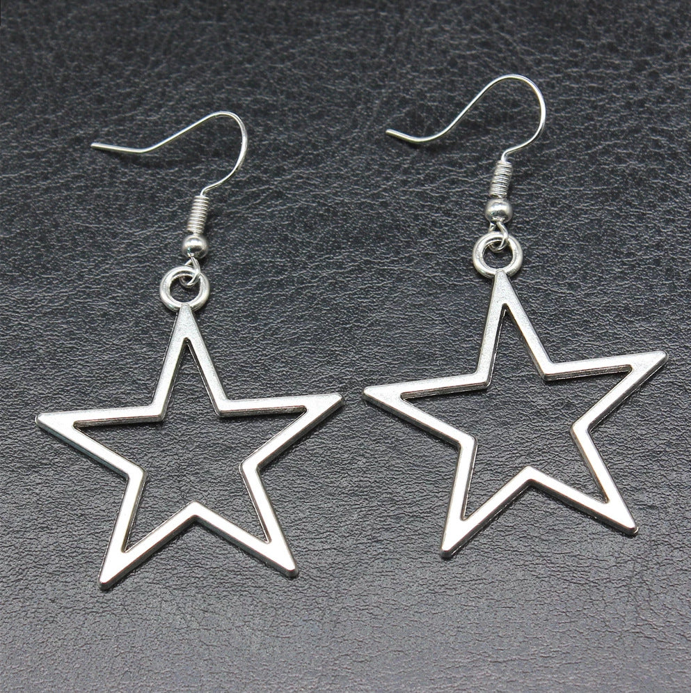 Fashion Simple Retro Sier Hollow Star Necklace