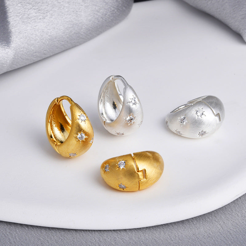 Retro Style Temperament Eight Awn Star Clip Niche High-grade Earrings