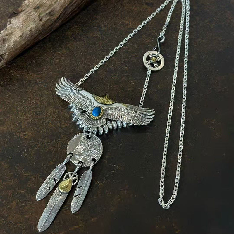 Bridge Point Gold Flying Eagle Feather Trendy Simple Necklace