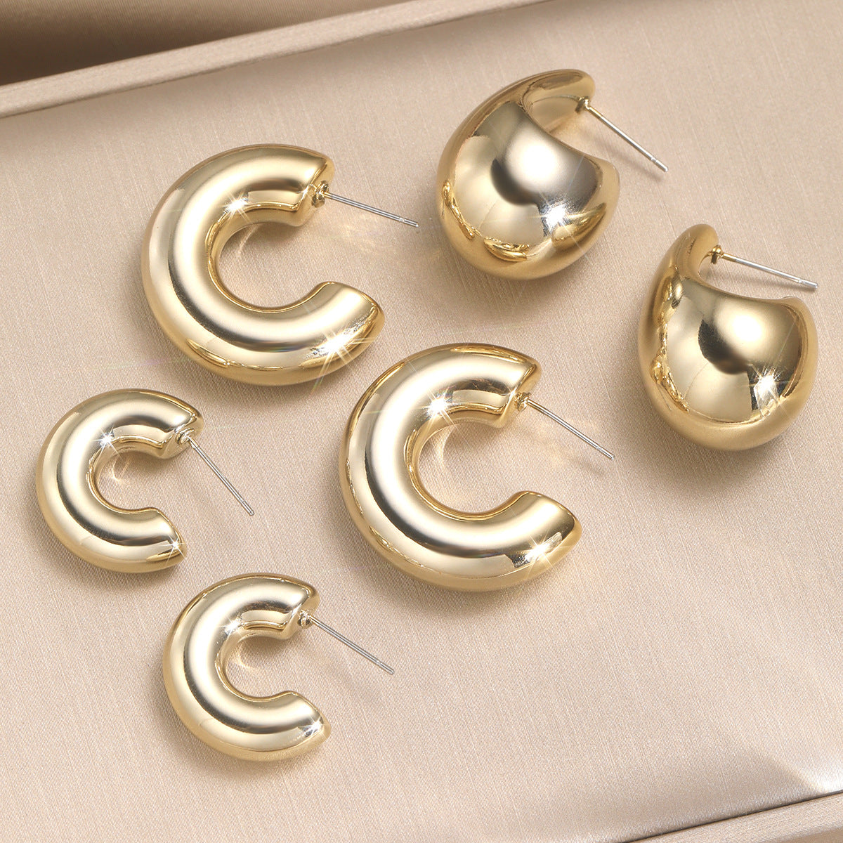 Gold Metal Creative Retro Simple Beanie Earrings