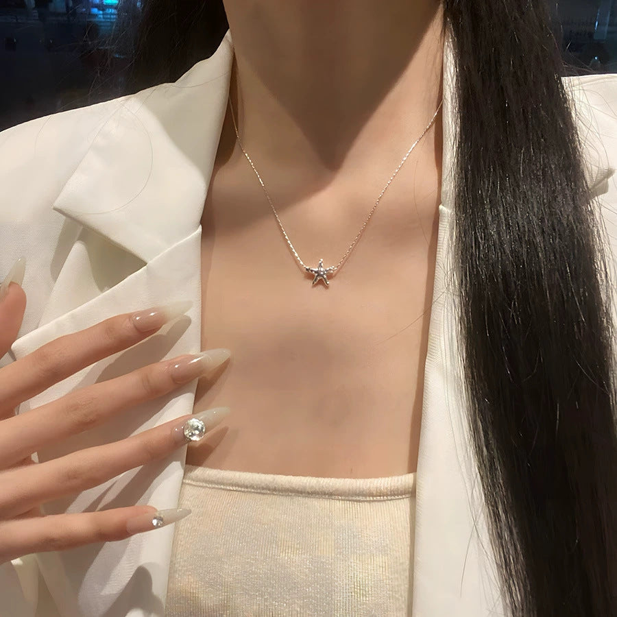 Starfish Imitation Pearl Female Niche Unique Design Sense Refined Necklace