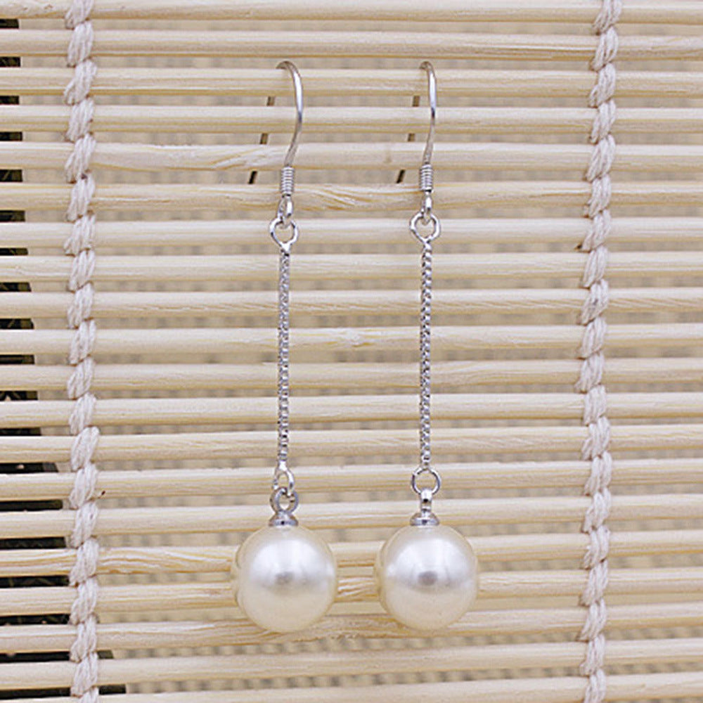 Women's Imitation Pearl Shell Pearls Sier Princess Earrings