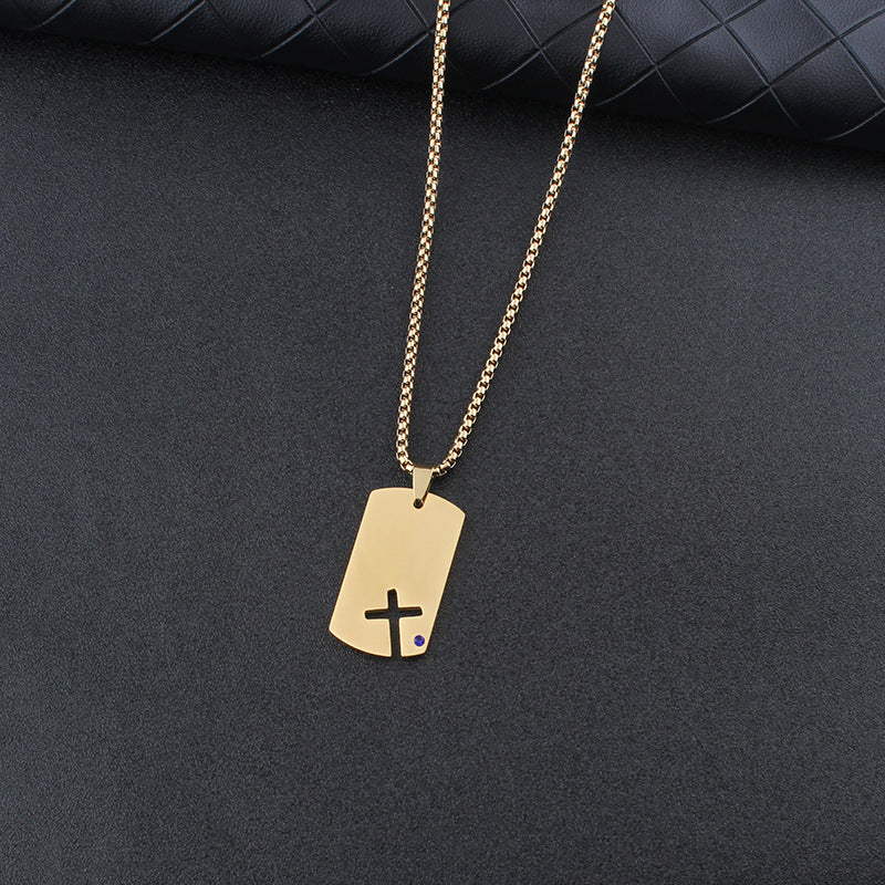 Men's & Women's Personalized Simple Dog Tag Hollow Cross Pendants