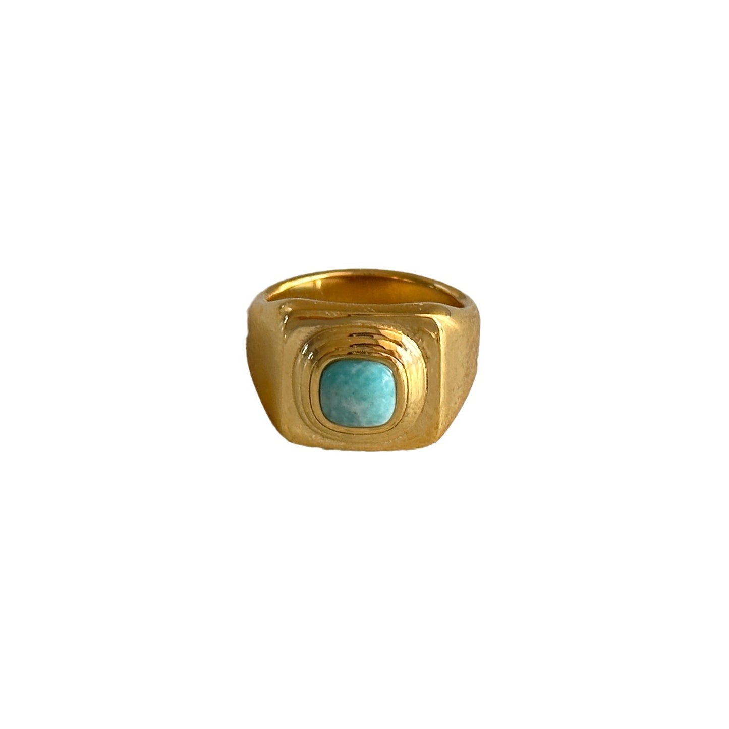 Gold Plated Titanium Steel Vintage Lapis Rings