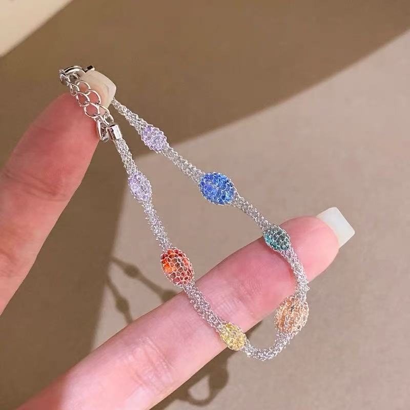 Stone Filigree Mesh Female Retro Affordable Luxury Style High-grade Bracelet