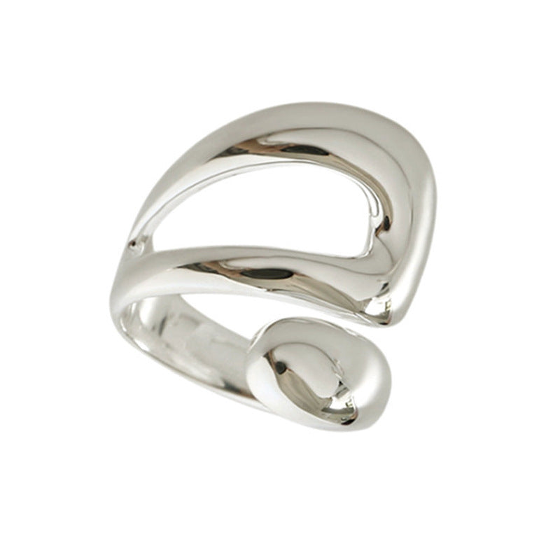 Women's Korean Style Design Glossy Cross Irregular Drop-shaped Geometric Hollow Rings