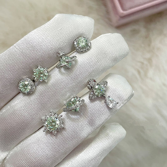 Apple Green Series Titanium Steel Flat Female Niche Stud Earrings