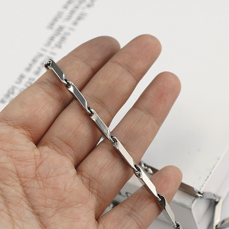 Men's Titanium Steel Bevel Chain Metal Hip Hop Necklace
