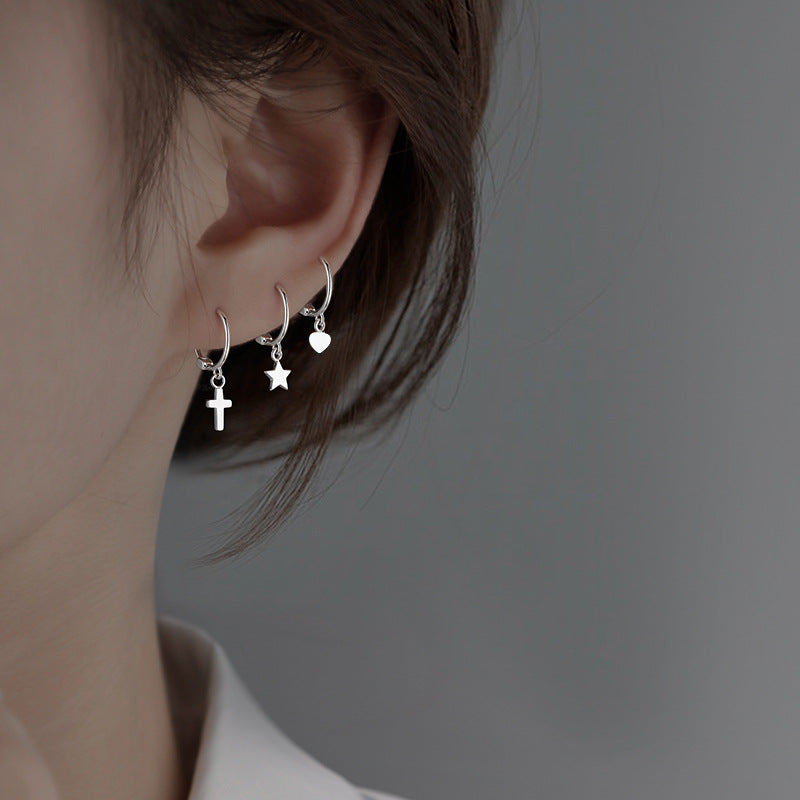 Love Star Clip Light Luxury High-grade Minimalist Mini Cross Ear Buckle