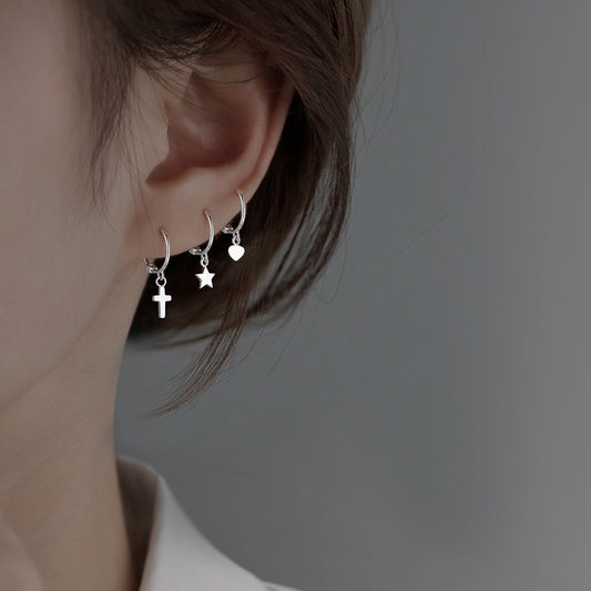 Love Star Clip Light Luxury High-grade Minimalist Mini Cross Ear Buckle