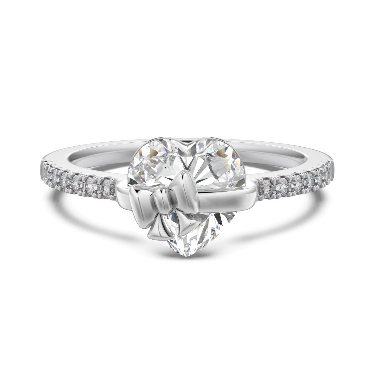 Women's Sterling Sier Zircon Bow Gold Christmas Gift Ring
