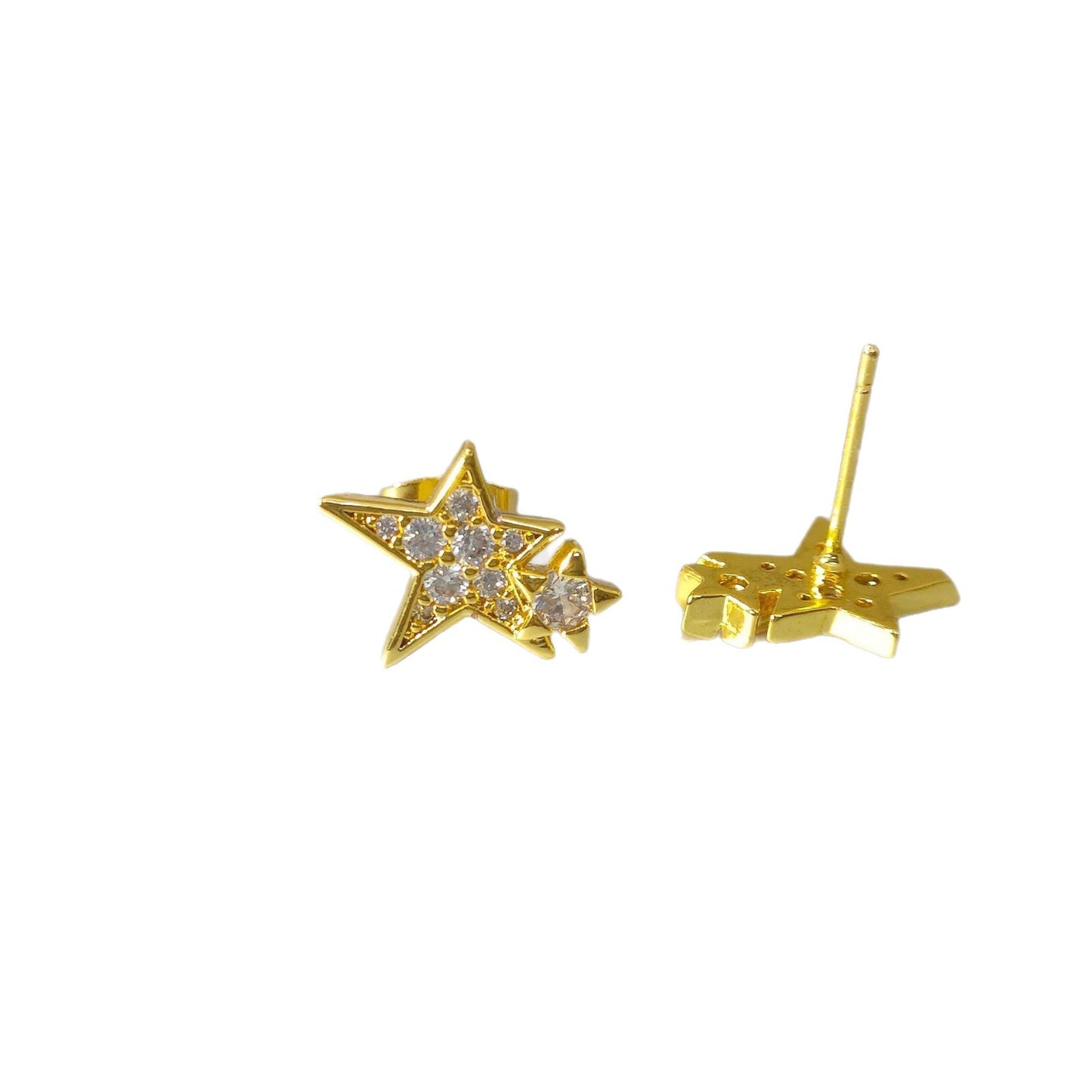 Gold-plated Zircon Niche High-grade Design Five-pointed Stud Earrings