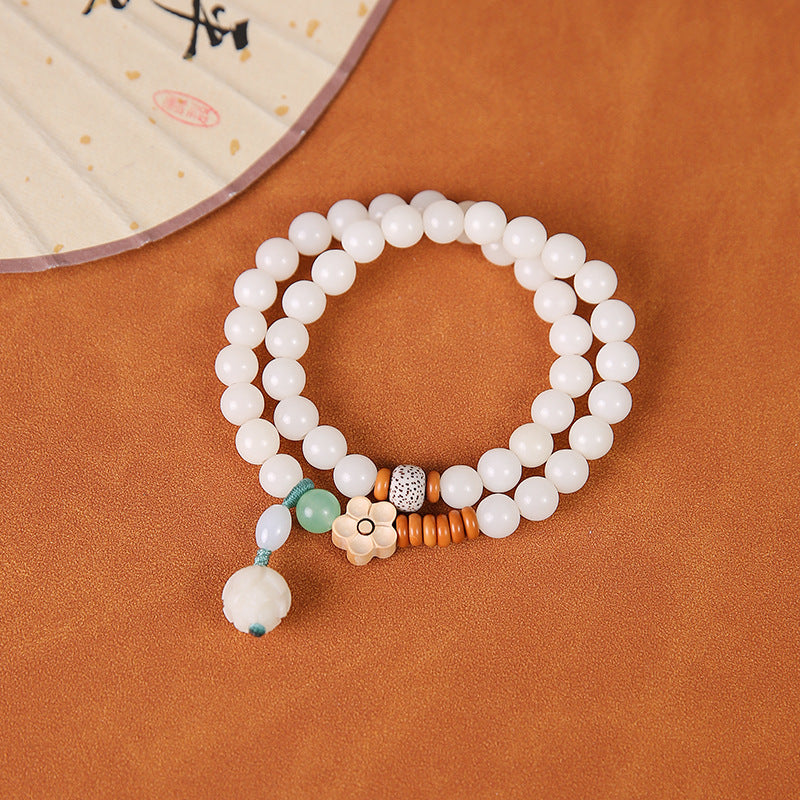 White Jade Bodhi Root Phone Chain Lanyard Fresh Bracelet