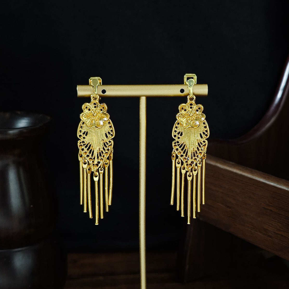 Long Water Drop Tassel Tourist Attractions Diamond Ears Earrings