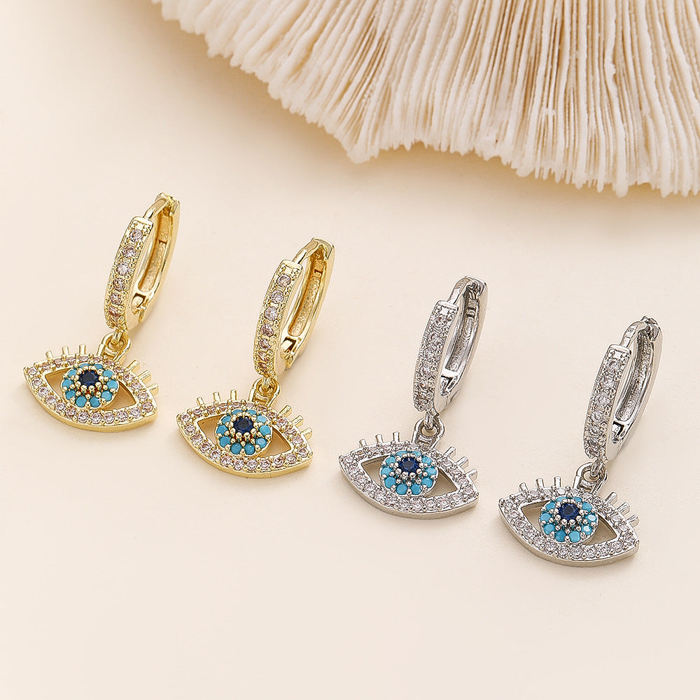 Eye Zircon Temperament Female Dripping Eyes Earrings