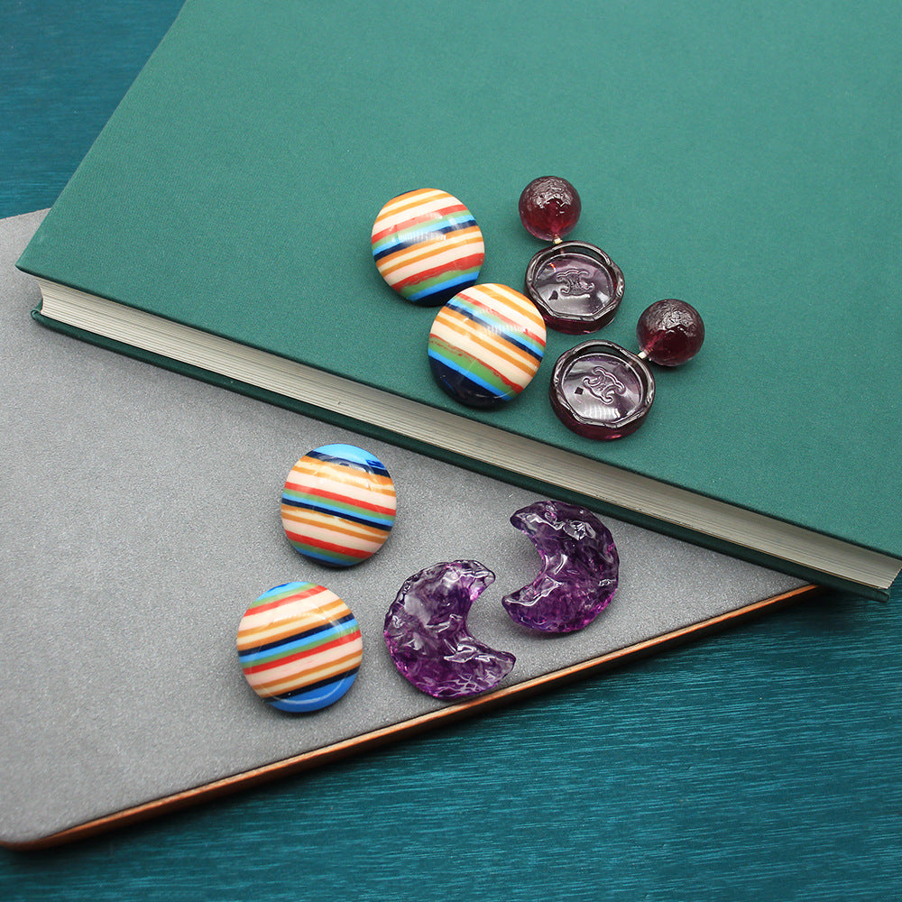 Dopamine Color Matching Plant Resin Rainbow Striped Dominic Rings