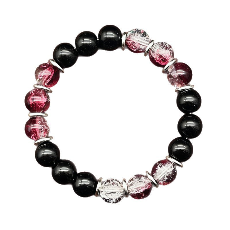 Xi Plaid Floral Colored Glaze Glass Bracelet