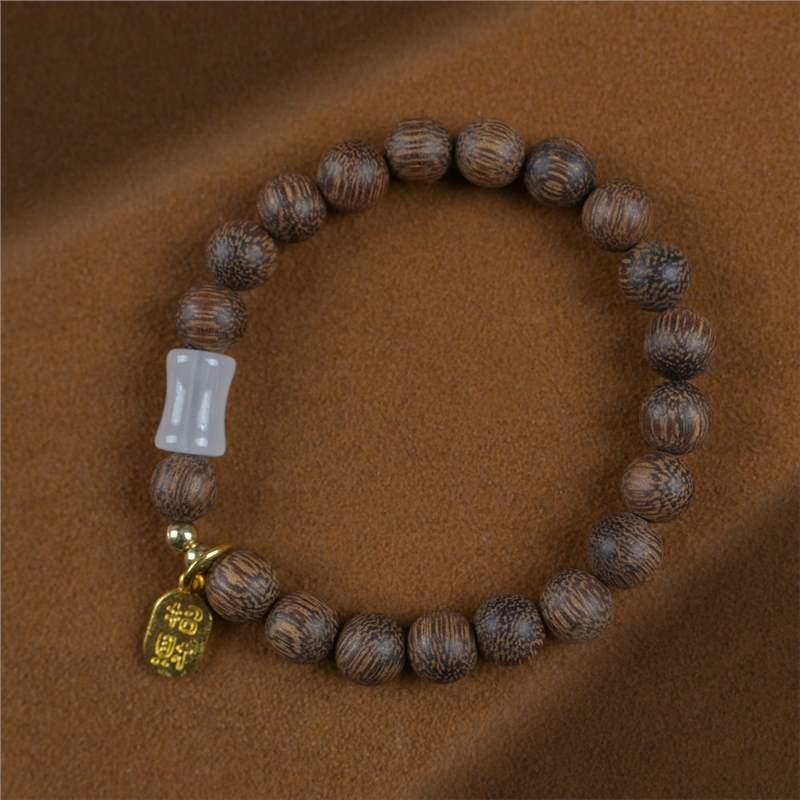 Natural Eaglewood White Round Beads Buddha Bracelet