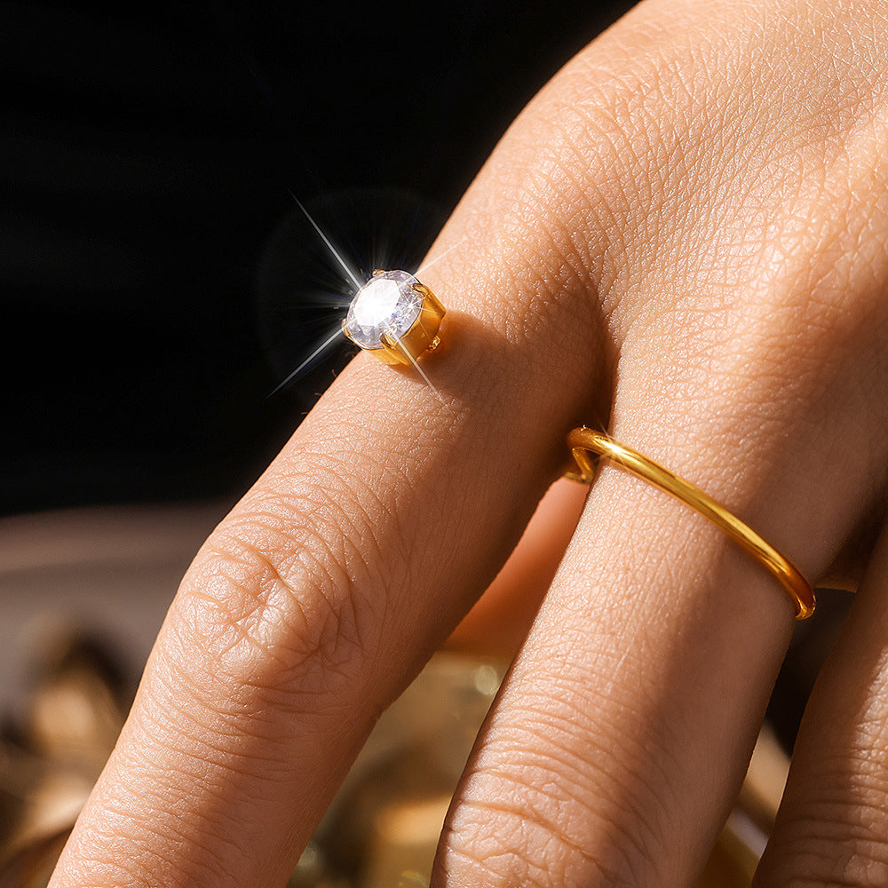 Stainless Steel Gold Plated Simple Light Rings