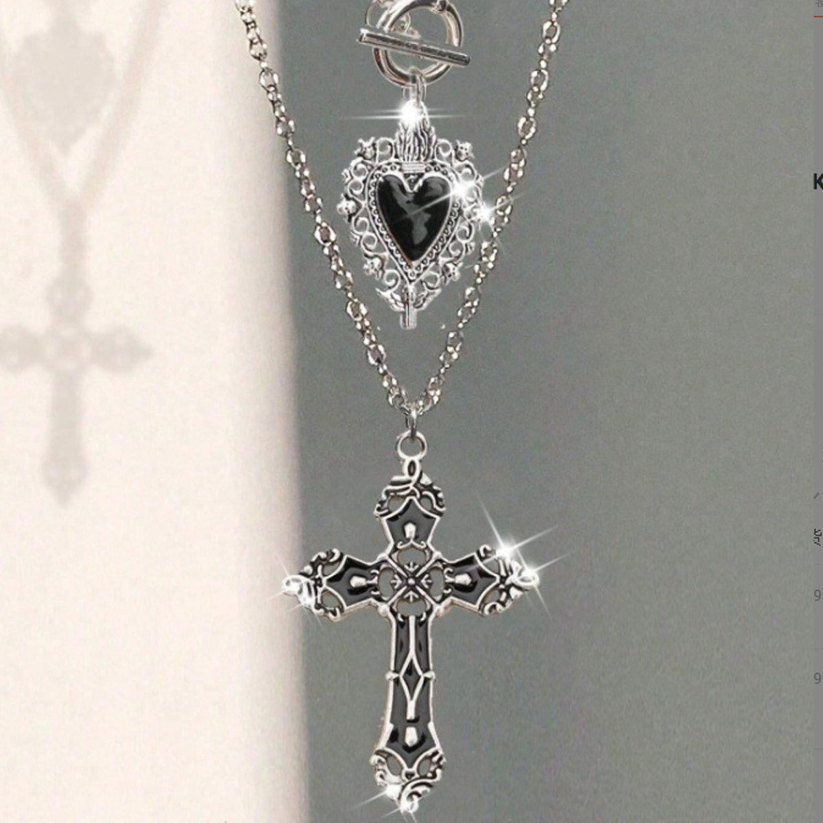 Women's Gothic Style Cross Heart Fashion Twin Clavicle Necklaces