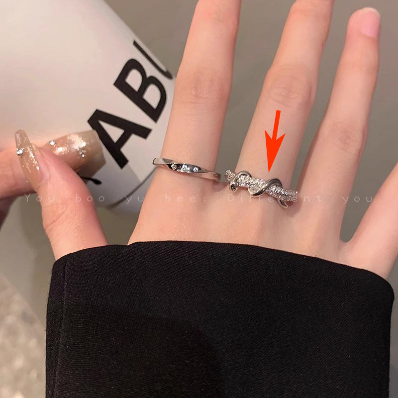 Pearl Zircon Butterfly Female Niche High-grade Light Luxury Couple Temperament Ring