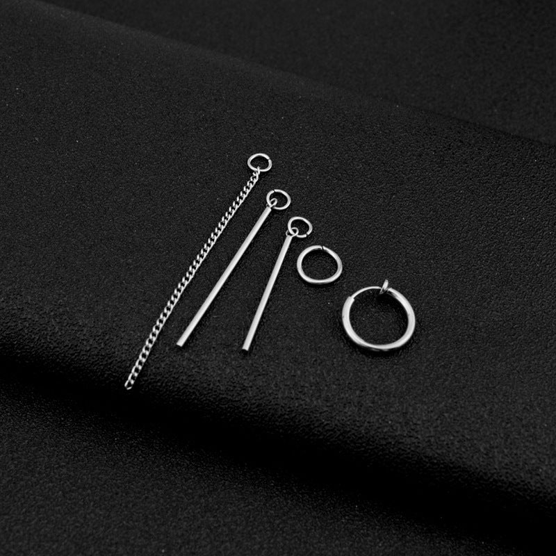 Steel Ornament Unisex Style Long Titanium Korean Earrings