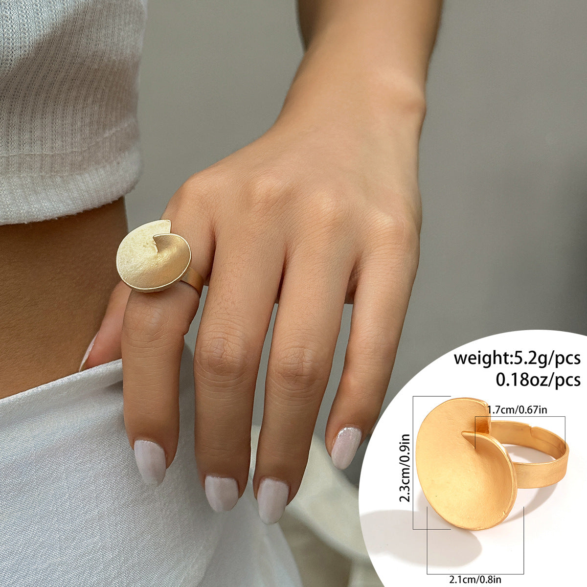 French Wafer Pleated Metal Simple Irregular Rings