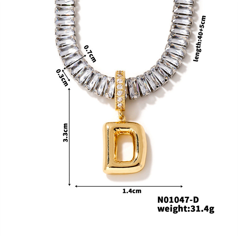 Zircon Letter English High Sense Simple Necklaces