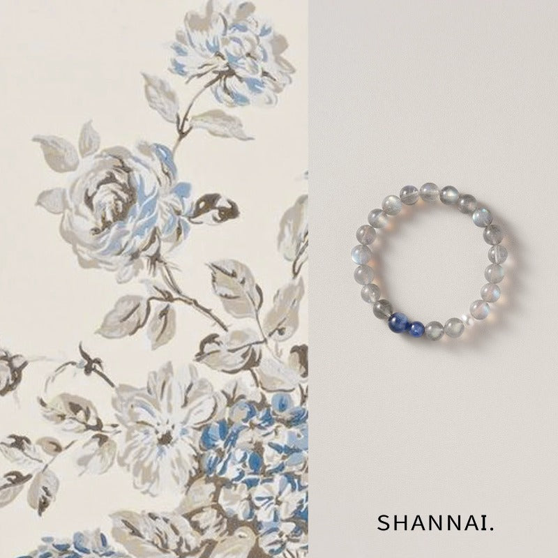 Women's Natural Gray Moonstone Blue Crystal High-grade Emotional Stable Bracelet