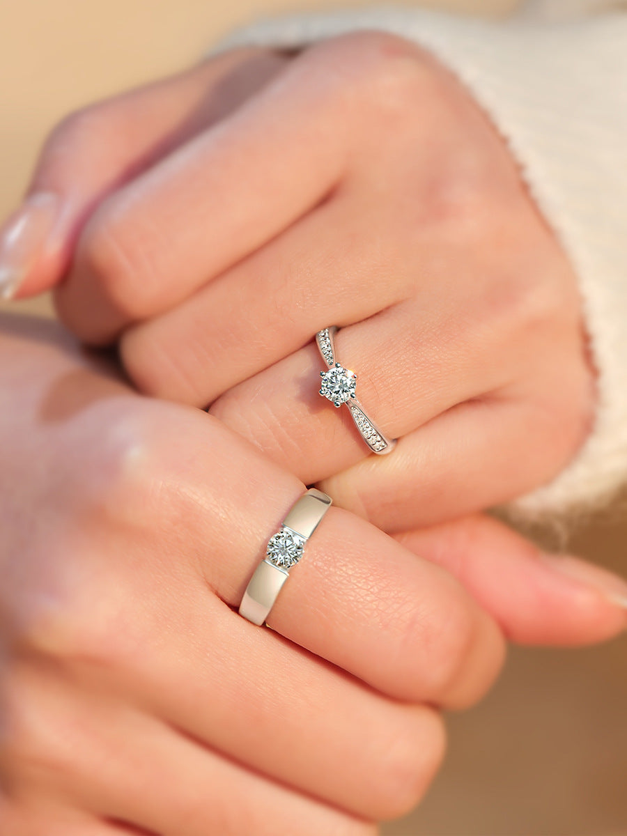 Carbon Stone Diamond Wedding Sterling Sier Pair Of Ring