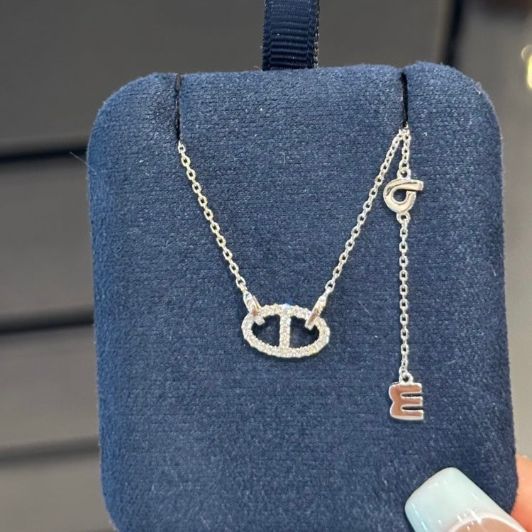 Pig Nose Shining Diamond Inlaid Clavicle Necklace